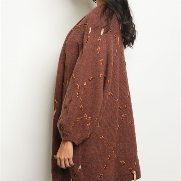 CHUNKY KNIT CARDIGAN SWEATER WOOL & ACRYLIC - Picture 3 of 6